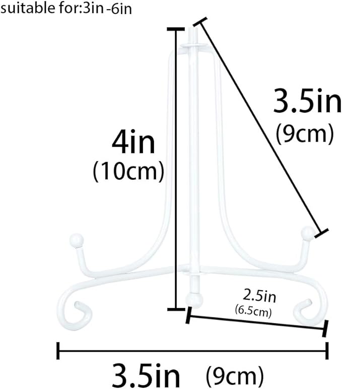 LIONWEI LIONWELI 4 Inch White Iron Plate Stand Holder Easel Display Stand for Plate?Picture?Photo and More,4 pcs.