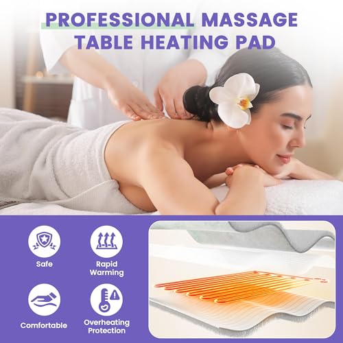 Massage Table Warmer Heating Pad Professional Massage Bed Warmer with 4 Timer, 8 Heat Settings, Overheat Protection for Ma...