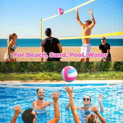 ELKCIP Volleyballs Official Size 5, Waterproof Soft Bulk Recreational Volley Balls with Pump and Net Bag for Indoor Outdoo...