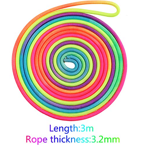 Gejoy 5 Pieces Chinese Jump Ropes Colorful Stretch Rope Elastic Rubber Twist Fitness Game for Outdoor Indoor Play Exercise...