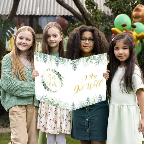 Big Get Well Card with Envelopes, 14 x 22 inches Greenery Large Get Well Soon Cards from Group, Giant Thinking of You Gree...