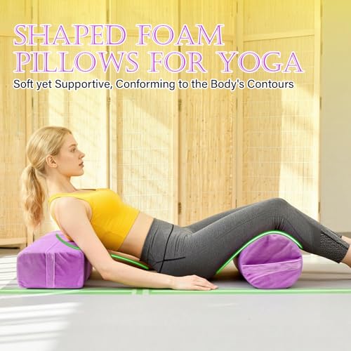 JZHLLA 2 PCS Yoga Bolster Pillow for Restorative Yoga, High Density Foam Meditation Bolster with Washable Velvet Cover and...