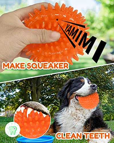 Pweituoet 4.5” Heavy Duty Squeaky Dog Balls for Medium Large Dogs, Dog Toys for Aggressive Chewers, Spike Ball Toys for Cl...