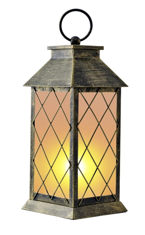 anyperfect 18in Solar Lantern, Waterproof Hanging Metal Decorative Light, Patina, Model X3-DL0104