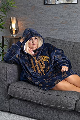 Harry Potter Womens Wearable Blanket Hoodie | Adults Fluffy Fleece Hooded Pullover Hogwarts Graphic | Wizard Lined Loungew...