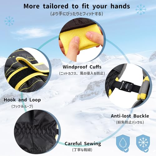 Azarxis Kids Children Ski Gloves Winter Snow Gloves Waterproof Winter Warm Glove for Snowboarding, Sledding