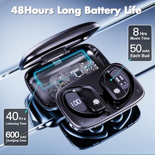 Caymuller Wireless Earbuds Bluetooth Headphones 48Hrs Play Back Sports Earphones with LED Display Built in Mic Deep Bass S...