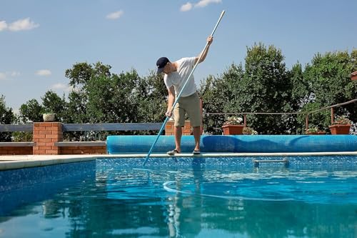 POOLWHALE Premium 15 Foot Telescopic Swimming Pool Pole, Adjustable 3 Piece Extendable Pool Cleaning Pole, Blue Anodized A...