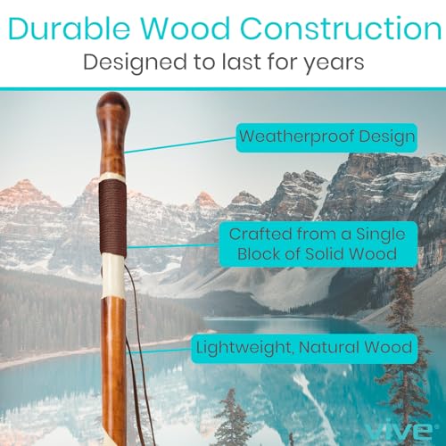 Vive Wooden Walking Stick - Willow Cane for Seniors Hiking & Balance - Heavy Duty Carved Twisted Wood Sticks for Men & Wom...