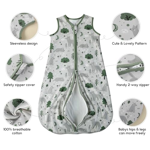 Yoofoss Baby Sleep Sack 12-18 Months TOG 1.0 Baby Wearable Blanket, 2 Pack 100% Organic Cotton Infant Toddler Sleeping Sac...