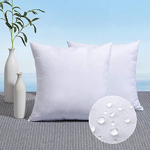 MIULEE Pack of 2 18x18 Outdoor Pillow Inserts, Outdoor Throw Pillows Water-Resistant Decorative Premium Square Pillow Stuf...