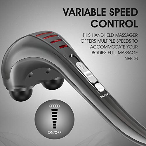 HANGSUN Handheld Neck Back Massager for Pain Relief Deep Tissue, Electric Double Head Percussion Massage MG460 for Shoulde...