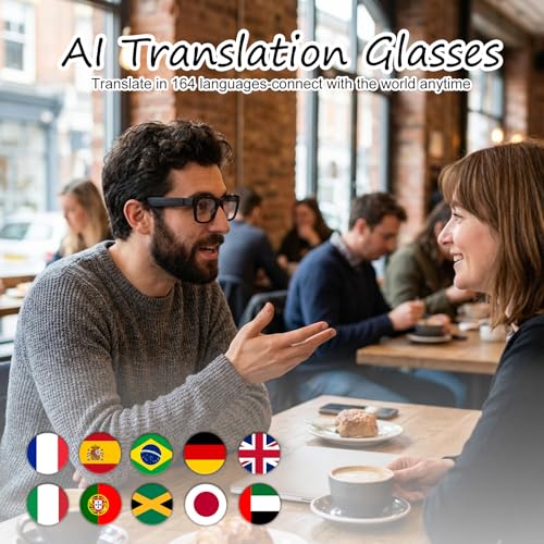 AI Smart Glasses with Color-Change Lenses Bluetooth Glasses for Men Women with Translation 160+Languages Voice Assistant T...