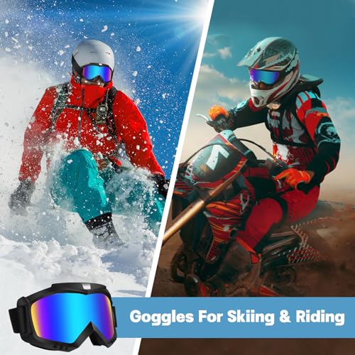 Lievermo Dirt Bike Goggles 2 Pack - Motorcycle, ATV, Riding, Ski, Windproof Racing Glasses