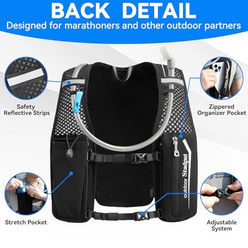 Reflective Hydration Running Vest Backpack | Lightweight 1.6L Water Bladder Bag for Trail Running, Cycling & Marathon | Pe...