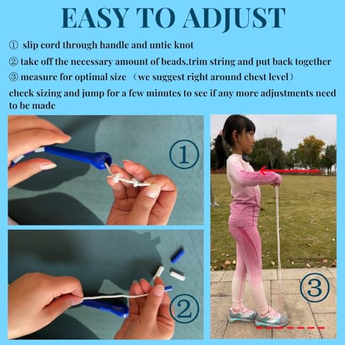 Experience Smooth and Adjustable Jumping with the IDOU Beaded Jump Rope - Unbreakable Handles, Tangle-Free Rotation, and C...