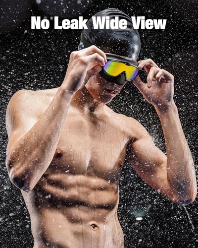 Aegend Swim Goggles with Nose Cover for Adults, 2 Pack Wide View Swimming Goggles Anti-Fog/UV No Leak for Men & Women