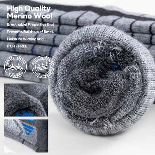 WEIERYA Merino Wool Ski Socks for Men, Women & Youth - Over-the-Calf Full Cushion Thermal Snowboard Socks, Winter Performance