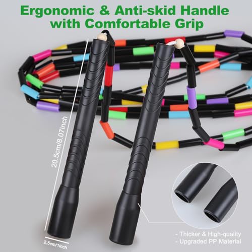 16.5FT Double Dutch Jump Ropes for Adults Kids, Rainbw Long Jump Rope, Beaded Jump Rope for Fitness, Segmented Skipping Ro...