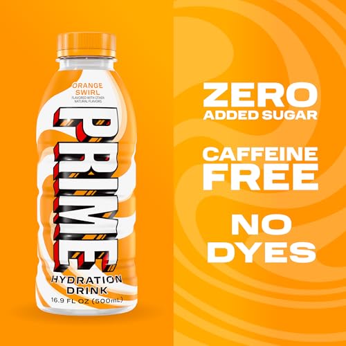 PRIME Hydration ORANGE SWIRL, Sports Drinks, Electrolyte Enhanced to Replenish Fluids, Zero Added Sugar, B Vitamins, Antio...
