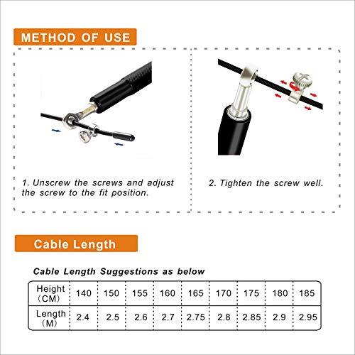 Speed Jump Rope - 360° Swivel Ball Bearing - Adjustable steel coated rope-Aluminum Anti Skipping Handle -Fitness Training ...