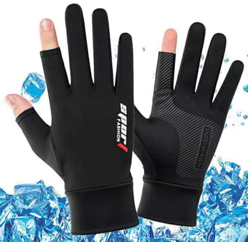 Eohak Men Summer Gloves UV Protection Driving Gloves Anti-Slip Touch Screen Gloves Outdoor Fishing Gloves