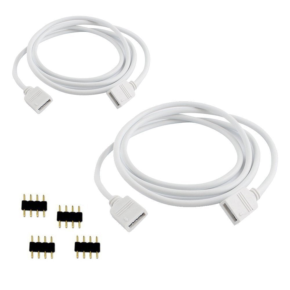 Rgbzone 1M Extension Cable For Smd 5050 Rgb Led Strip - White, Plastic, 4-Pin Connectors, 2 Pack