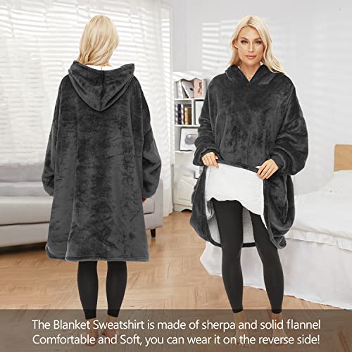Gentlewarm Wearable Blanket Hoodie for Adults Women Men,Oversized Soft Warm Sherpa Fleece Hoodie with Pets Giant Pocket