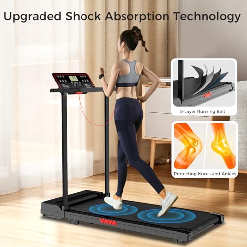 ZPUFDYM Treadmill with Handles, Walking Treadmills for Home Small Spaces, 3.0HP Walking Pad Treadmills with Handle Bar & L...