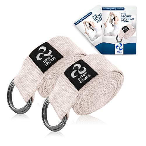 2-PACK or 5-PACK Yoga Exercise Adjustable Straps 8Ft | BONUS eBook | with Durable D-Ring For Pilates & Gym Workouts | Hold...
