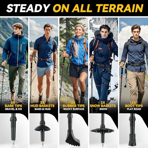 Carbon Fiber Trekking Poles - Lightweight Collapsible Hiking Poles, 2 PCS Nordic Hiking Sticks for Travel, Backpacking Wal...