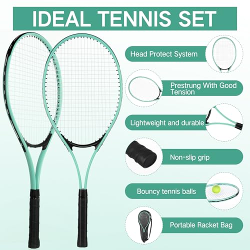 Motionchic 4 Pcs Tennis Rackets for Adult Recreational 4 Players 27" Tennis Racquet Lightweight Tennis Racket with 3 Tenni...
