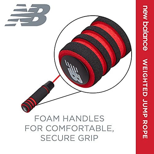 New Balance Weighted Jump Rope for Men - 1 lb Heavy Foam Handles Set, Adjustable Length, Exercise Training Jump Ropes for ...