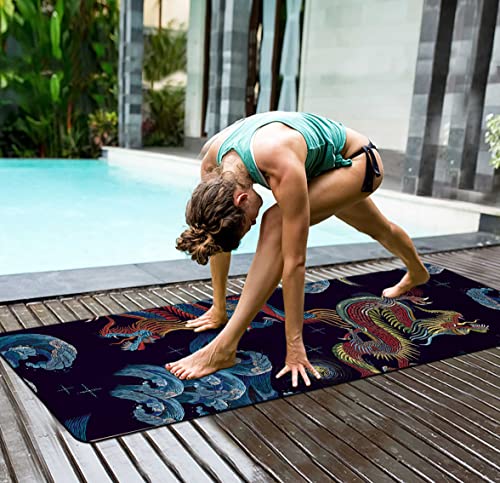 nuveti Yoga Mat Print Extra Thick TPE Non Slip Fitness Exercise Mat with Carrying Bag,72"x24" Extra Thick 6MM Exercise & W...