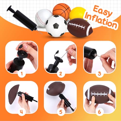 LovesTown Sports Balls for Kids, 5 Pack Inflatable Playground Balls Rubber Kickballs Dodgeballs with Duffle Bag, for Kids ...