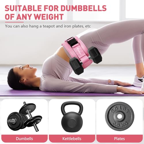 Exercise Hip Thrust Belt - Dumbbell Hip Thrust Belt - Premium Leather Thickened & Widen, Comfortable for Dumbbells, Kettle...