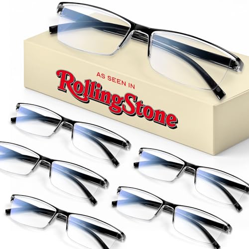Gaoye 6 pack Executive Style Reading Glasses Men - Durable Readers with Blue Light Filtering - Comfortable Fit with TR90 F...