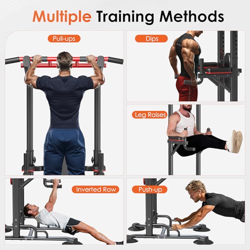 SogesPower Pull Up Bar Station Power Tower,12-Level Adjustable Multi-Function Pull Up Dip Station for Home Gym, Pull Up Ba...