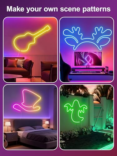 RIYO Neon Rope Lights, 32.8Ft RGB LED Strip Lights - App & Remote Control, Music Sync, IP67 Waterproof, Flexible Neon Ligh...