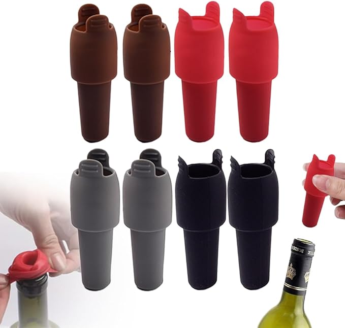 Silicone Wine Stopper for Wine Bottles, 2026 Upgrade Reusable Wine Stoppers for Wine Bottles, Seal Bottle Cover for Beer Champagne, Glass Bottle Sealer Covers Wine Stoppers for Home Use (8)