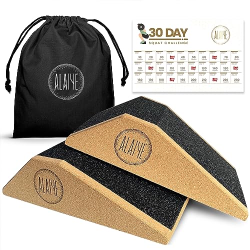 ALAIYE Squat Wedge Blocks (Set of 2) – Non-Slip Slant Boards for Lower Body Workouts, Ankle and Calf Stretching - Yoga Blo...
