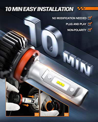 SEALIGHT H11/H8/H9/H16 LED Bulbs, 30,000LM 600% Super Brighter H11 Halogen Replacement Bulbs, 6000K Xenon White H11 H8 H9 ...