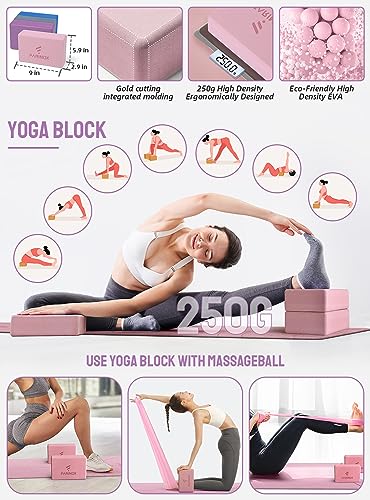 1/3 Yoga Mat Thick, Yoga Set for Beginners Include High Density Mat with Multi-loops Strap, Blocks, Booty Resistance Band ...