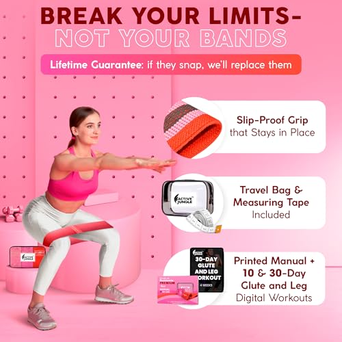 Premium Fabric Resistance Bands for Glutes & Legs – Set of 3 | Non-Slip, Elastic, Durable, Includes Travel Bag, Workout Gu...