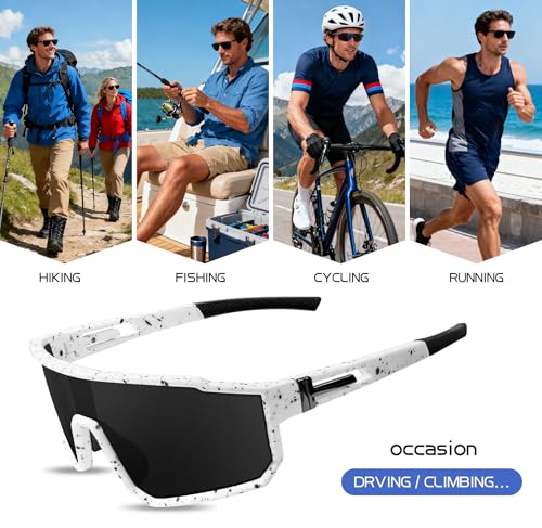 JASONKING Polarized Sports Sunglasses with Mirrored Shield Lens running hiking biking UV400 Protection Big Frame Goggles