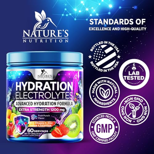 Hydration Electrolyte Powder 1200mg - Advanced Hydration Formula Daily Liquid Replenisher Drink Mix - Electrolytes Multipl...
