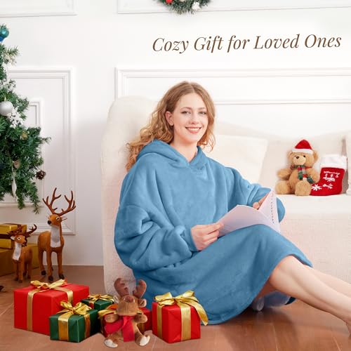 AmyHomie Wearable Blanket Hoodie for Adults & Teens,Oversized Sherpa Hooded Blanket,Warm Cozy Blanket Sweatshirt as Christ...