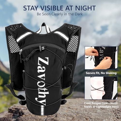 Zavothy Hydration Backpack with Rain Cover, 1.5L Lightweight Hydration Pack for Hiking, Cycling & Trail Running
