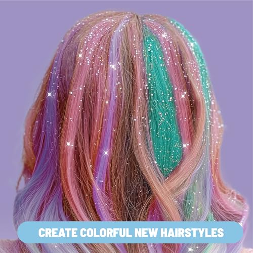 Claire's Hair Chalk & Glitter Styling Kit, 13-Piece Temporary Hair Color Set with Washable Chalk Pens, Glitter Gels, Clip-...