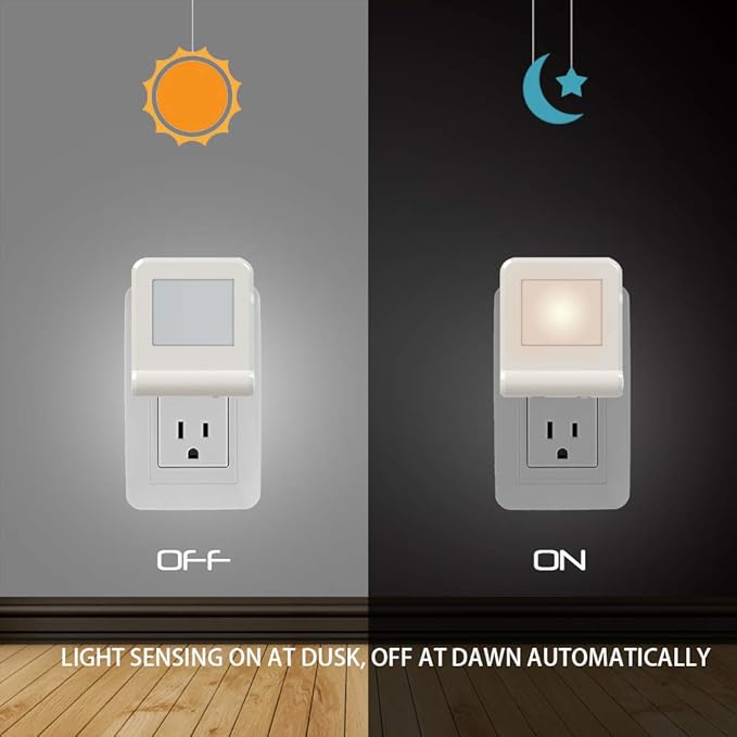 MAZ-TEK Plug in LED Night Light with Smart Dusk to Dawn Sensor, Multi-Color Changeable Nightlights, Energy Efficient Night Lamp for Bedroom, Baby Room, Kitchen, Hallway, Stairway, 2 Pack